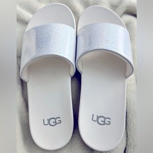 UGG Glitter White Slip On Slides Slippers Size 3 OG Box